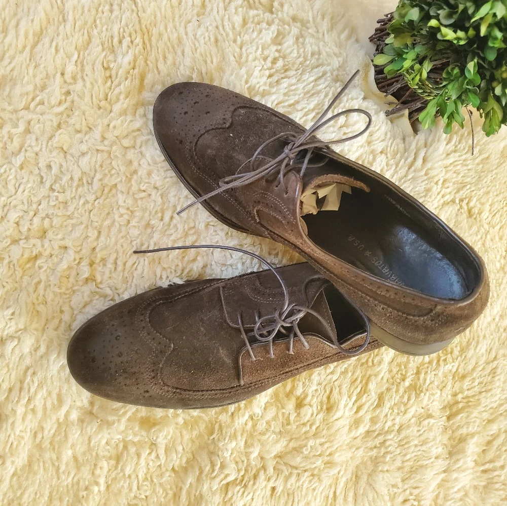 John Varvatos USA sz 9‎ brown suede oxfords